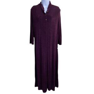 NEW Citiknits Slinky Knit Maxi Dress Womens size Large Long Sleeve Purple Modest